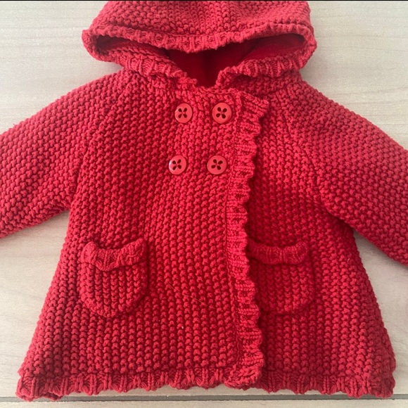 Mayoral Red Knit Hooded Sweater Jacket - Picture 4 of 5